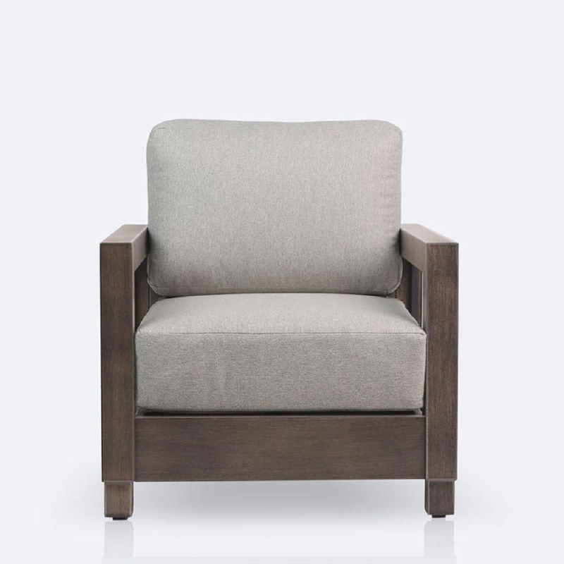 Denver Club Chair – Brushed Taupe Frame - Tan Cushions