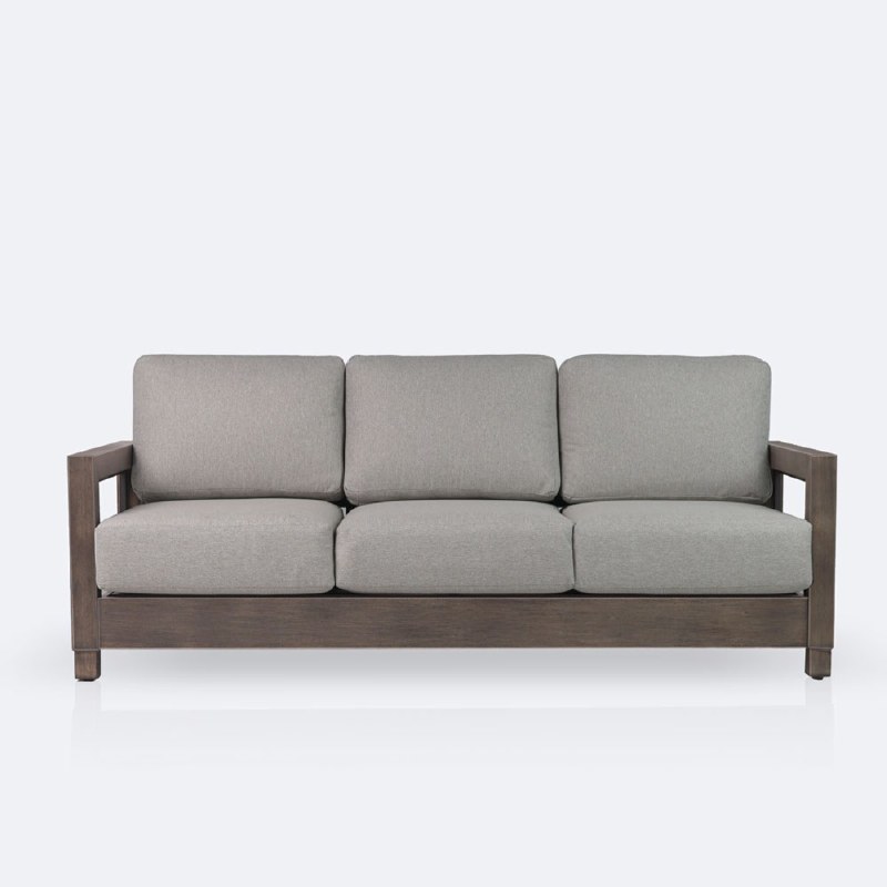 Denver Sofa - Brushed Taupe Frame - Tan Cushions