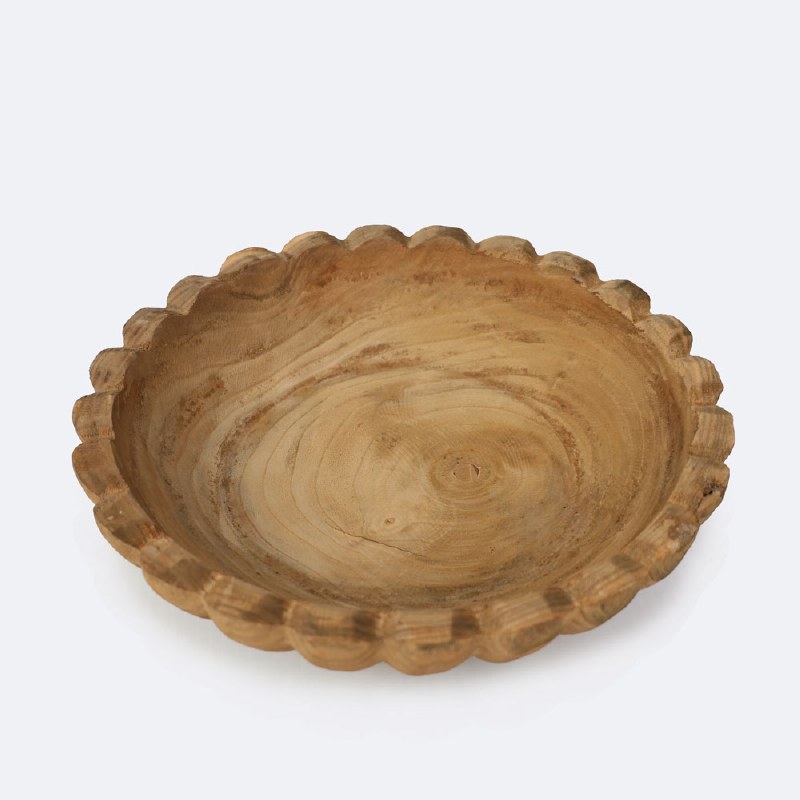 Fluted Wooden Bowl - Natural