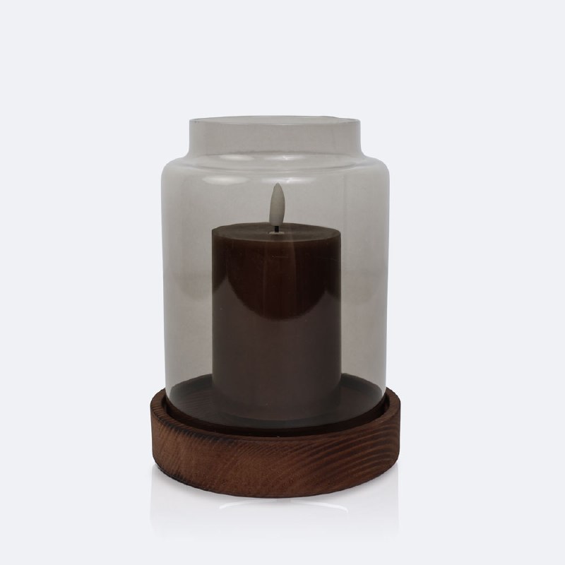 Glass Vase w/  Wood Base
