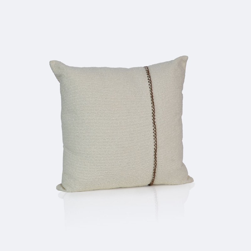 18"x18" Throw Pillow - Ivory Boucle with Stitching