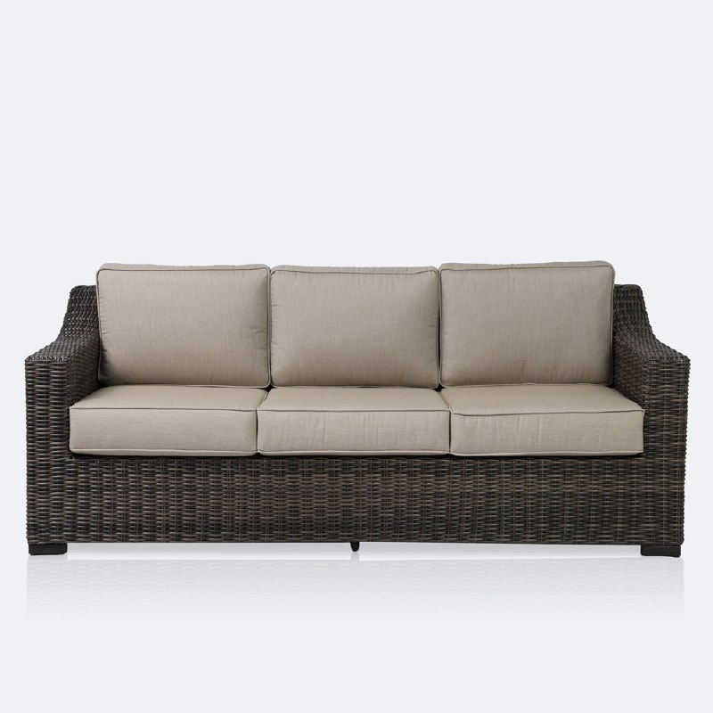 Hampton Sofa - Taupe Mixed Wicker/Beige Cushion