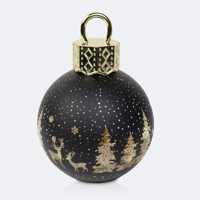 LED Glass Holiday Ornament -  Black