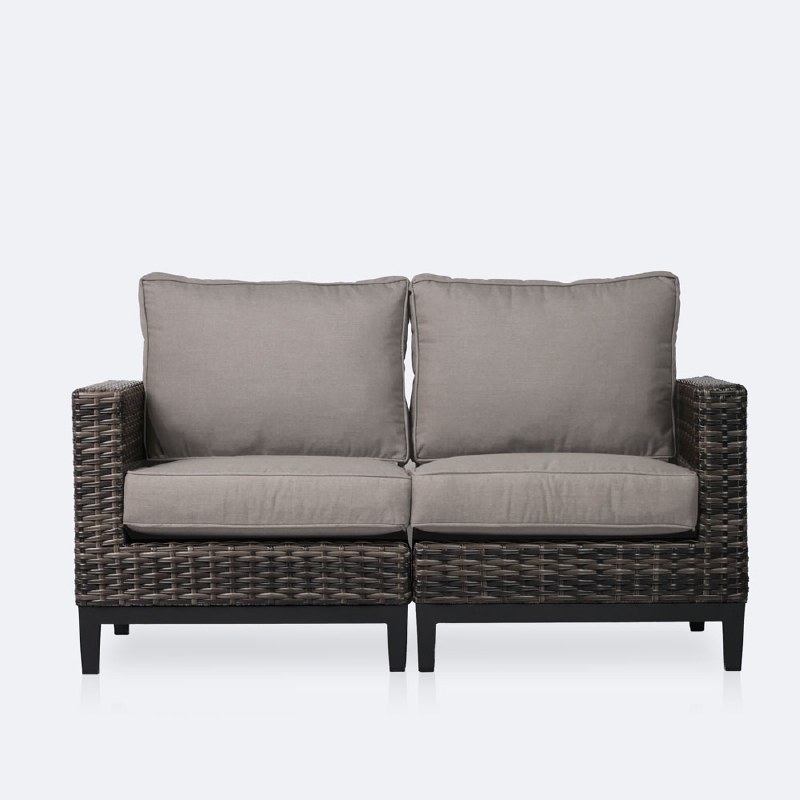Carter Loveseat -  Brown Wicker- Taupe Cushions