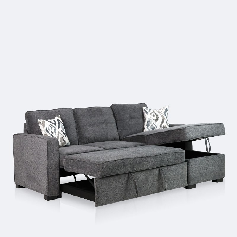 Willow Reversible Sleeper Sectional with Storage Chaise - Grey