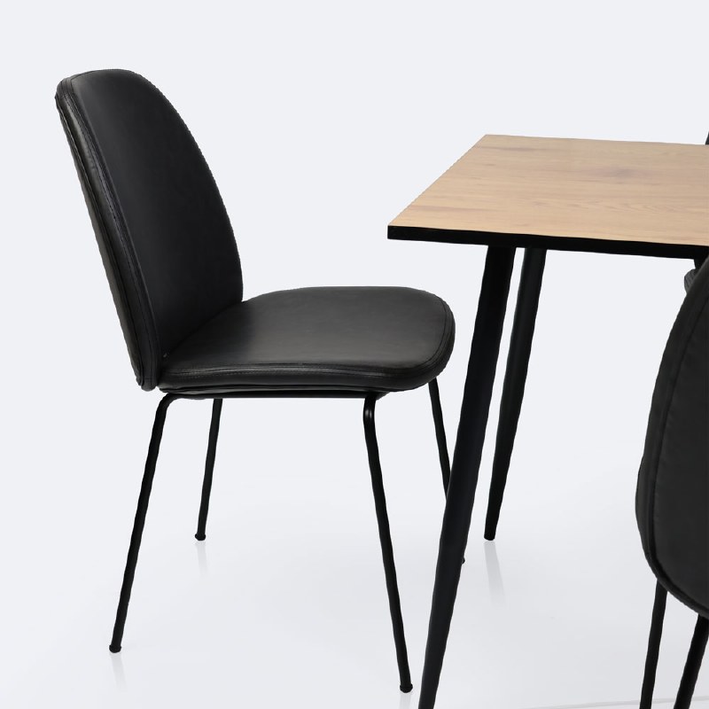 Wilma & Carmen Dining Set -4 Seats - Black& Oak