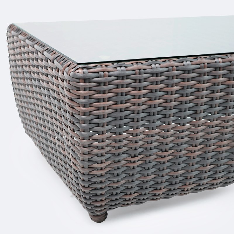 Willow Coffee Table - Brown Mixed Wicker/Glass Top
