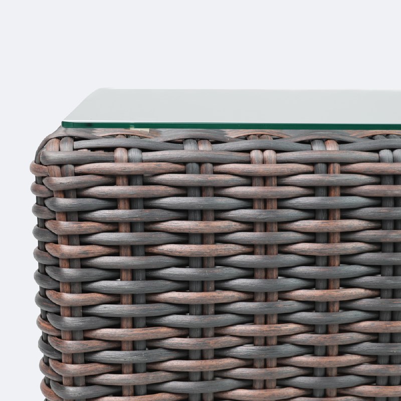 Willow End Table - Brown Mixed Wicker/Glass Top