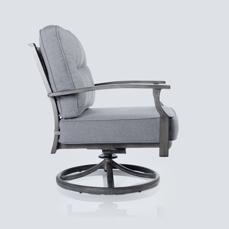 Belvedere Aluminum Swivel Club Chair - Brushed Grey