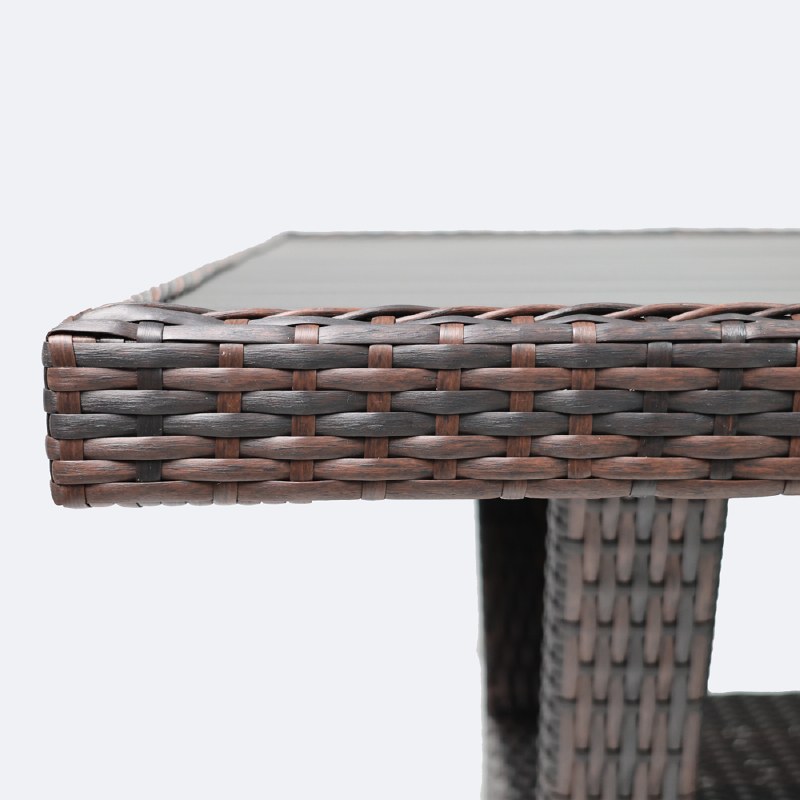 Willow 42" Square Dining Table - Black Top/Brown Mixed Wicker