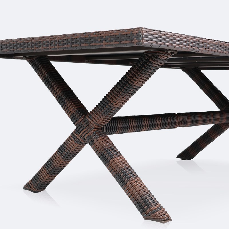 Willow 43" x 84" Dining Table - Black Top/Brown Mixed Wicker