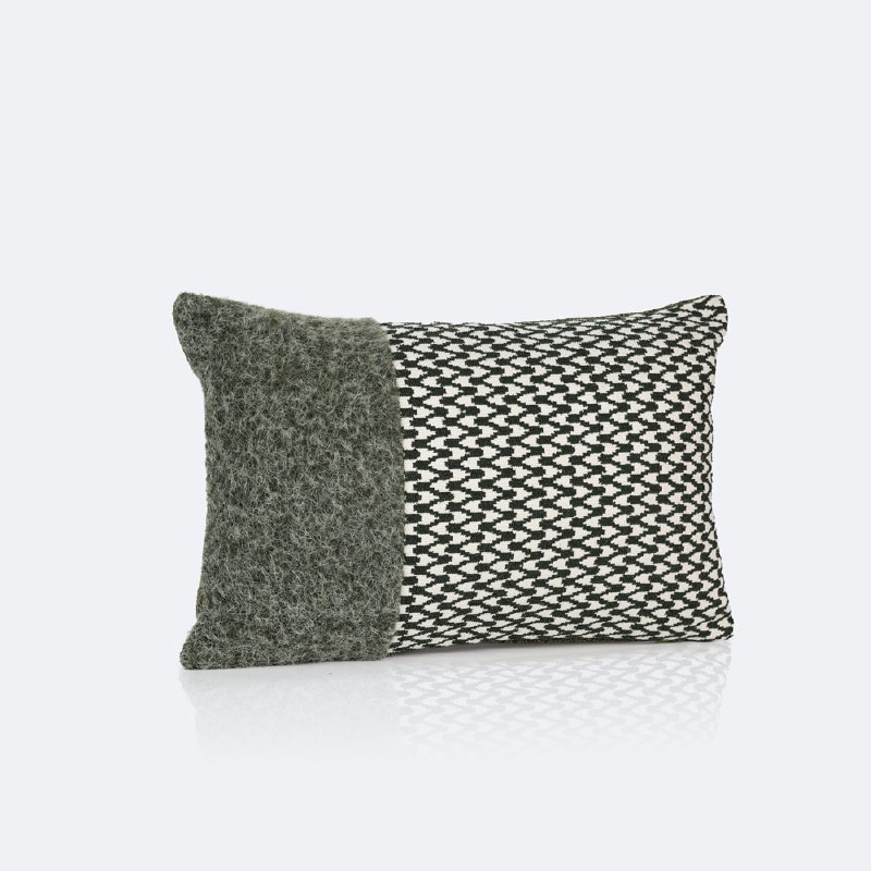 12"x18" Throw Pillow - Olive Velvet Patchwork