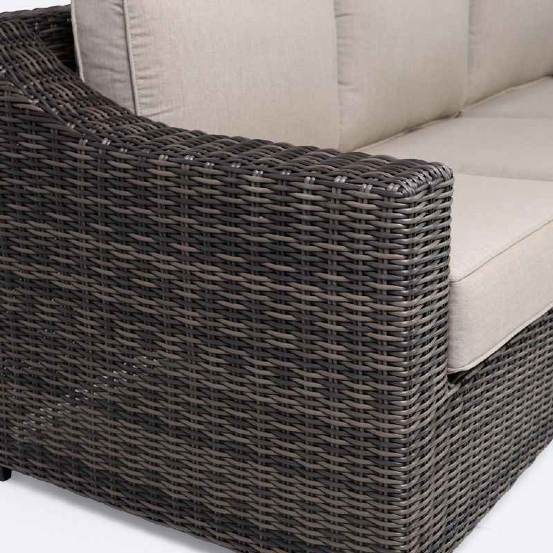 Hampton Sofa - Taupe Mixed Wicker/Beige Cushion