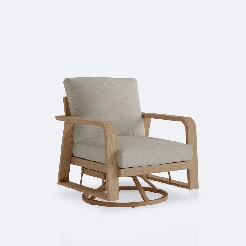 Randall Conversation Set - Woodlook Oak Frame / Limestone Cushions