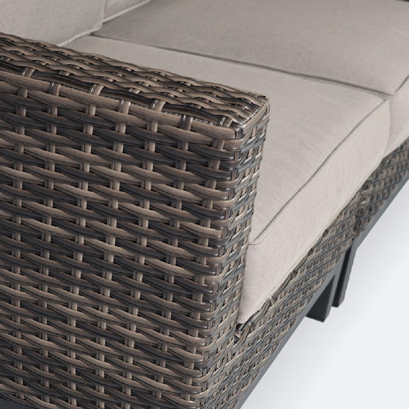 Carter Loveseat -  Brown Wicker- Taupe Cushions