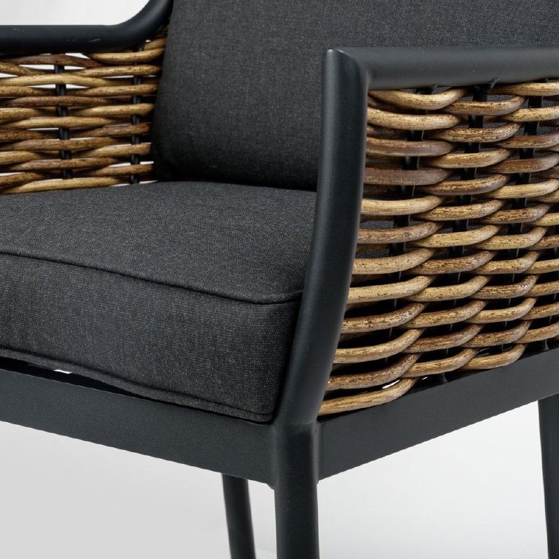 Sedona - Napa Dining Set - Seats 6  - Black and Wood Look Finish
