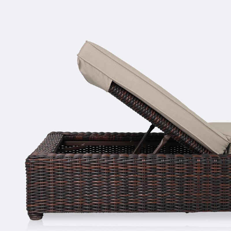 Willow Lounger - Brown Mixed Wicker/Sand Cushion