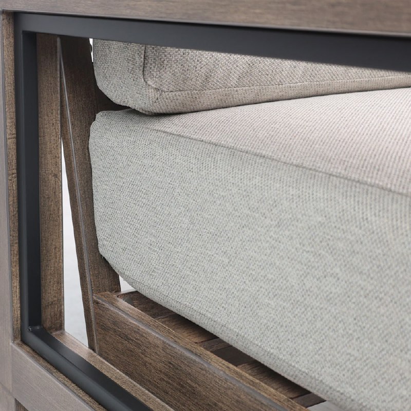 Denver Sofa - Brushed Taupe Frame - Tan Cushions