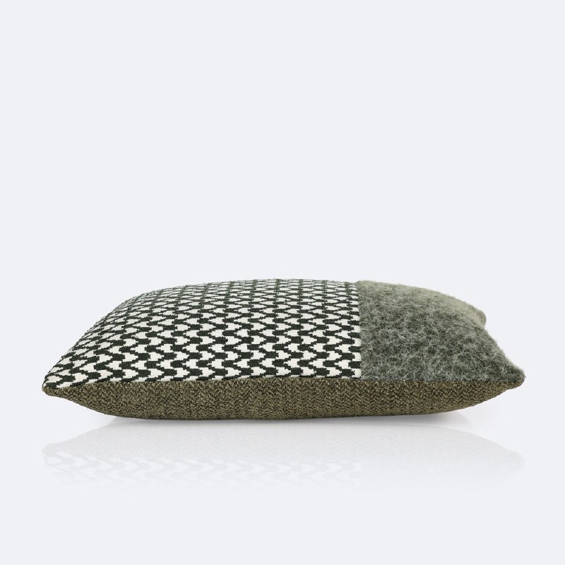 12"x18" Throw Pillow - Olive Velvet Patchwork