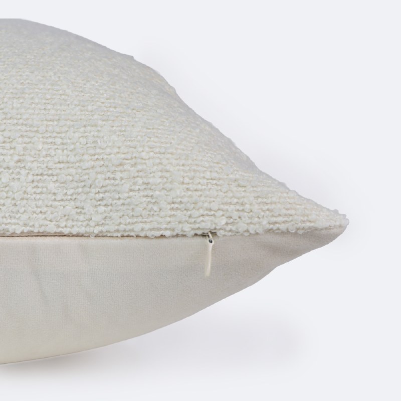 18"x18" Throw Pillow - Ivory Boucle with Stitching