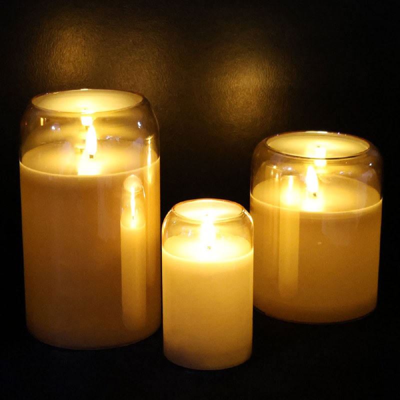 LED Glass Candle 5in