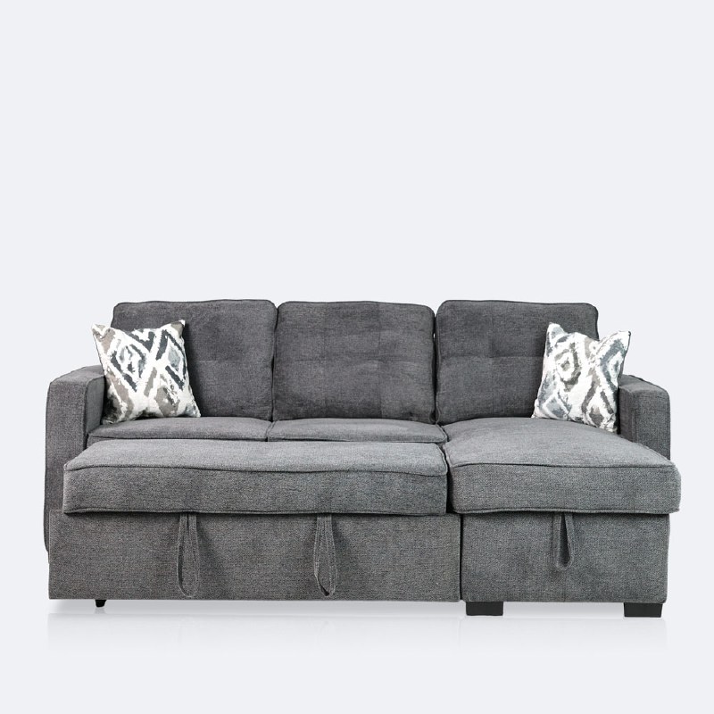 Willow Reversible Sleeper Sectional with Storage Chaise - Grey