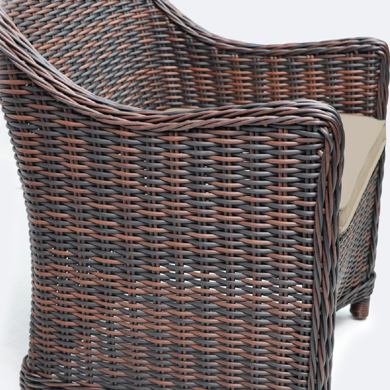 Willow Dining Armchair - Brown Mixed Wicker/Sand Cushion