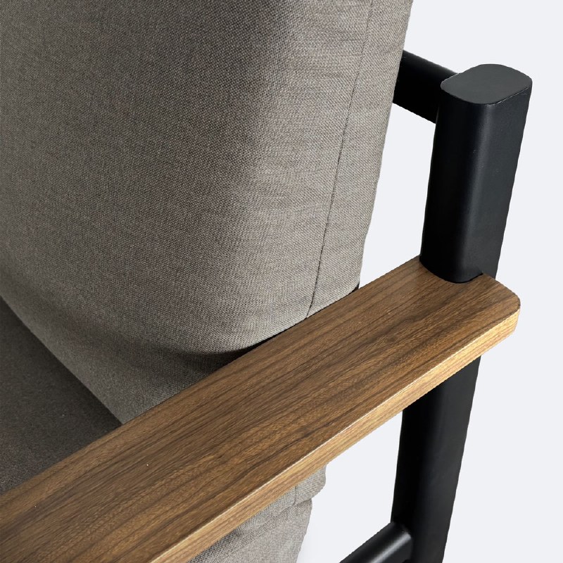 Rumi LHF Loveseat - Woodlook/Black Frame / DotBella Truffle Cushion