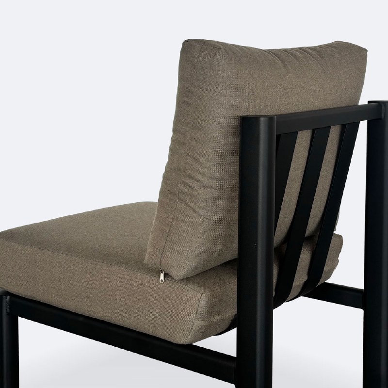 Rumi Side Chair - Woodlook/Black Frame / DotBella Truffle Cushion