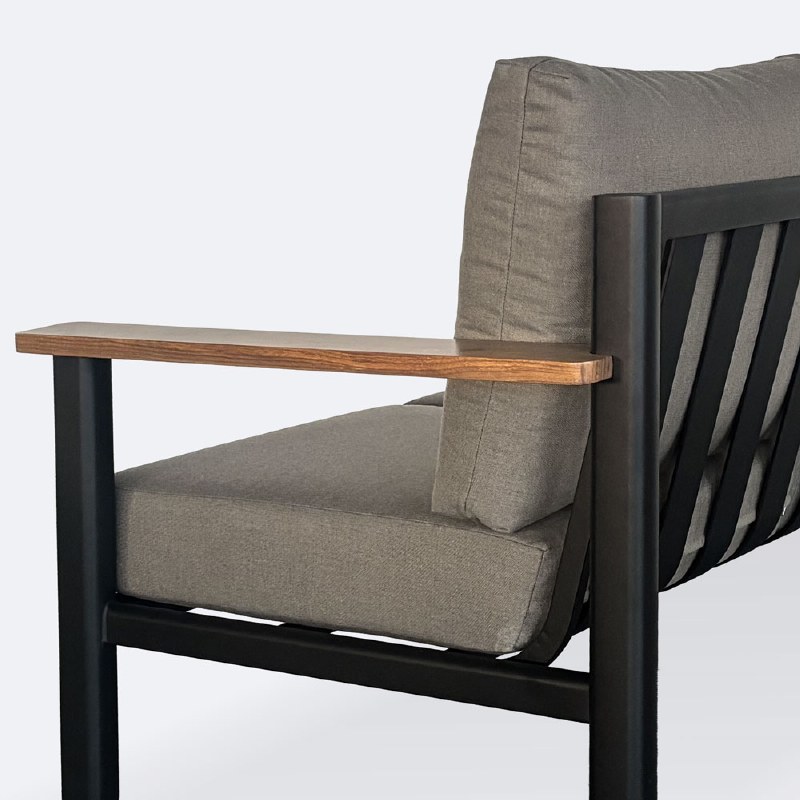 Rumi Sofa - Woodlook/Black Frame / DotBella Truffle Cushion