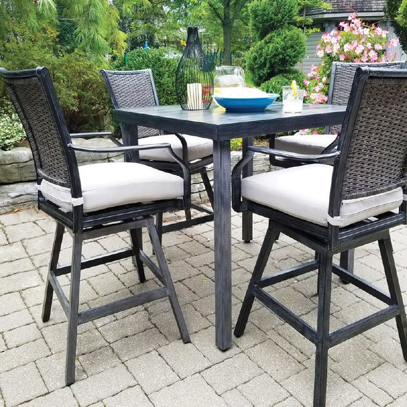 Sunnyvale Swivel Bar Chair - Brushed Grey/Grey