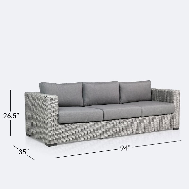 Driftwood Sofa - Light Grey Wicker/Iron Grey Cushion