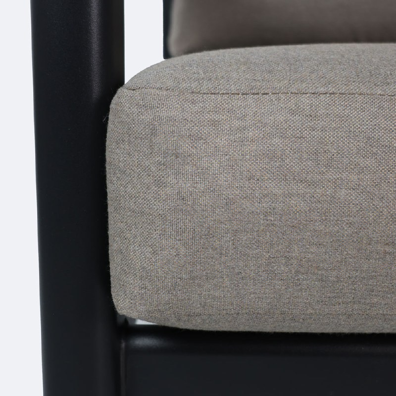 Rumi L-Shape Sectional - Woodlook/Black Frame / DotBella Truffle Cushion