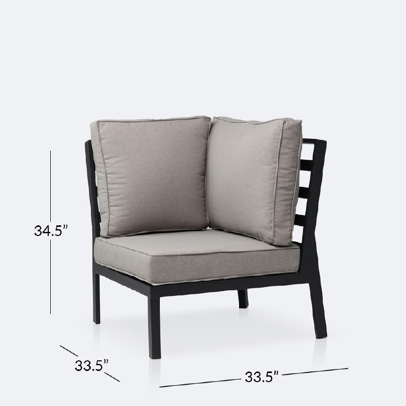 Elloise Corner Chair- Black Frame, Grey Clay Cushions