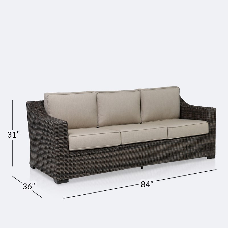 Hampton Sofa - Taupe Mixed Wicker/Beige Cushion
