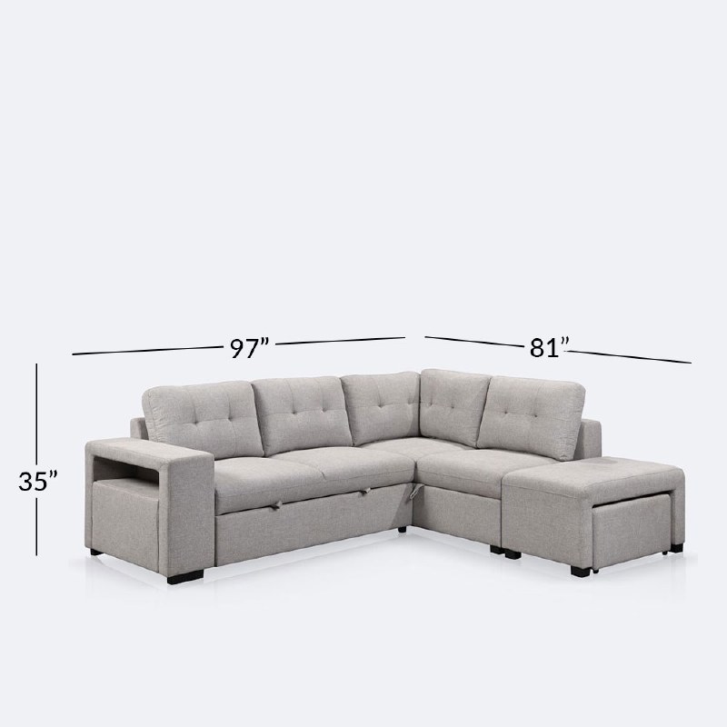 Optimo Storage Sectional With Pull Out Sleeper and Ottomans