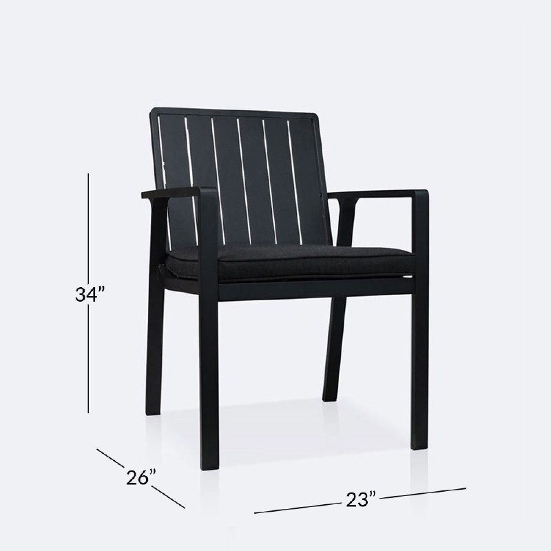 Renfrew Dining Armchair - Black Frame - Carbon Black Cushion