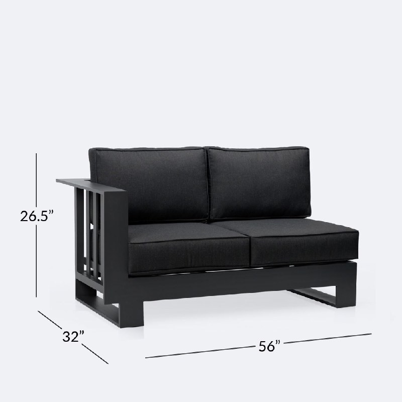 Renfrew Left Hand Facing Loveseat -  Black Frame - Carbon Black Cushion