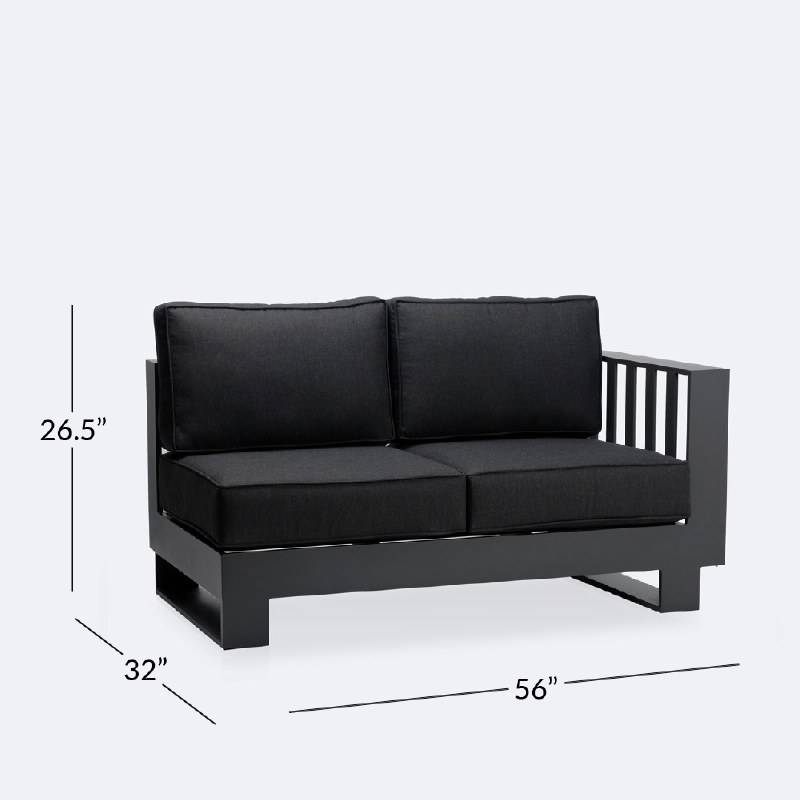 Renfrew Right Hand Facing Loveseat -  Black Frame - Carbon Black Cushion