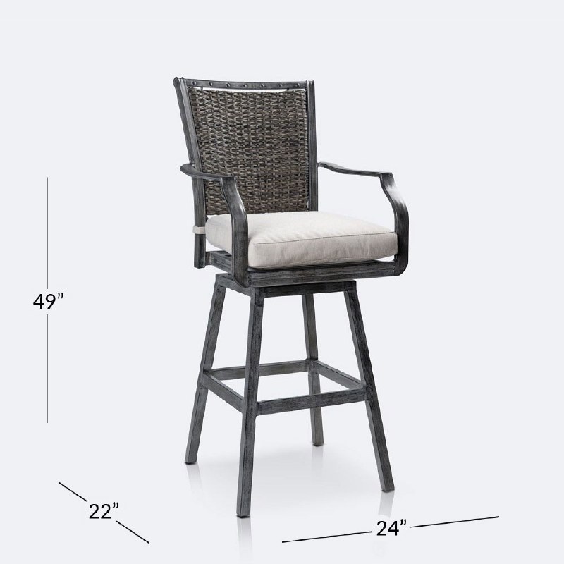 Sunnyvale Swivel Bar Chair - Brushed Grey/Grey