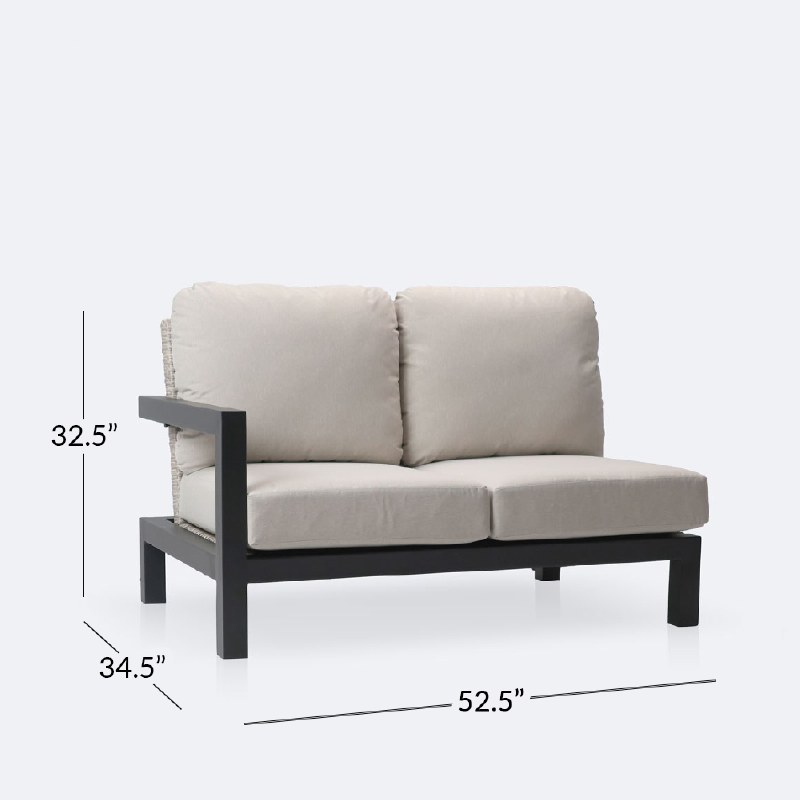 Troy Left Hand Facing Loveseat- Black Frame - Beige Cushions