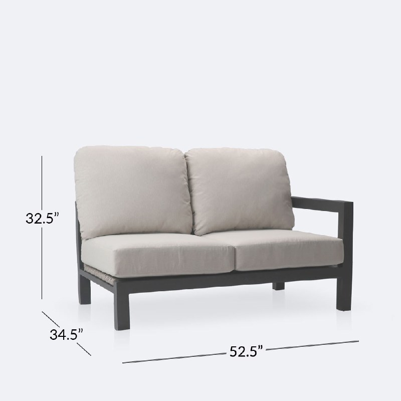 Troy Right Hand Facing Loveseat- Black Frame - Beige Cushions