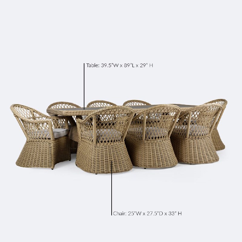 Betty 8 Seat Dining Set - Natural