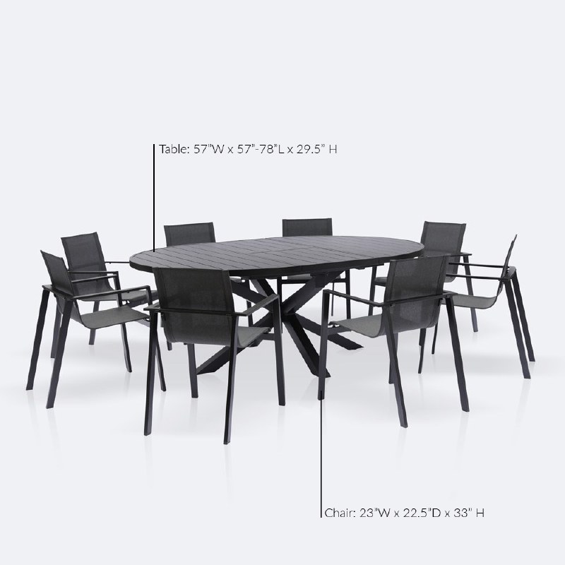 Darwin - Holland Dining Set - 8 Seat - Black