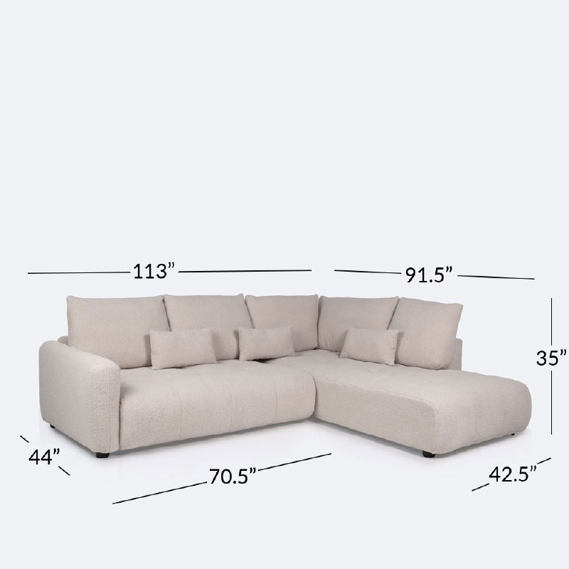 Estelle Right Hand Facing Sectional   - Bone