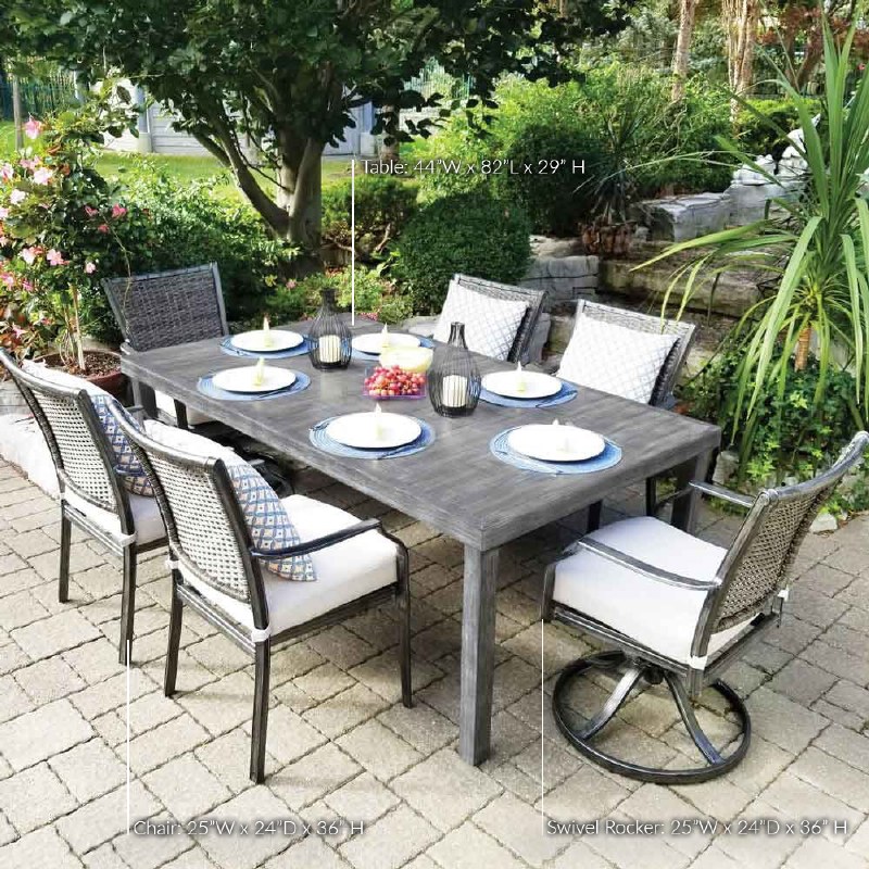 Sunnyvale Dining Set - 6 Chairs - Brushed Grey