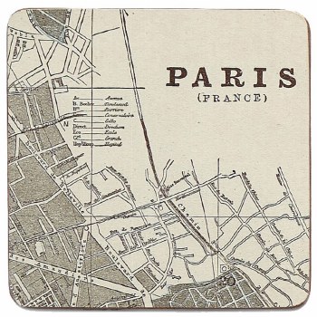 Paris Map Coasters - Set of 6