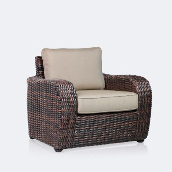 Willow Club Chair - Brown Mixed Wicker/Sand Cushion