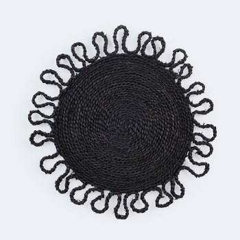 Anya Woven Round Placemat - Black