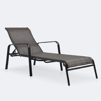 Carlo Sling Lounge - Black Frame - Brown/Grey Sling